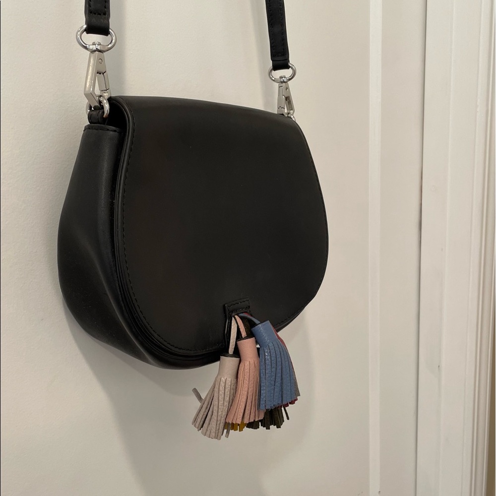 ⭐️ Rebecca Minkoff Sofia Multicolor Tassel Rainbow Black Leather Crossbody Bag - Picture 5 of 16